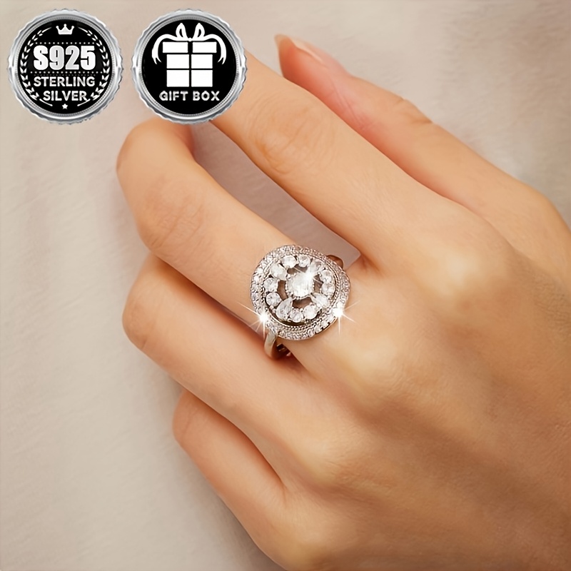 Vintage-Inspired 925 Sterling CZ Engagement Wedding Ring